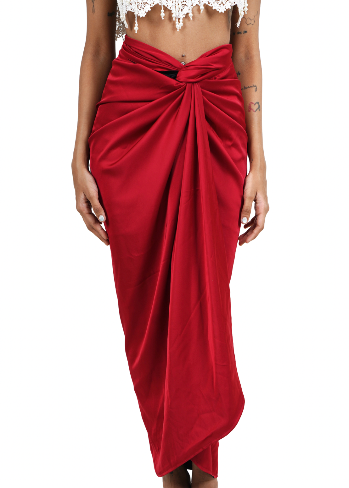 Reversible Satin Skirt: Red & Black