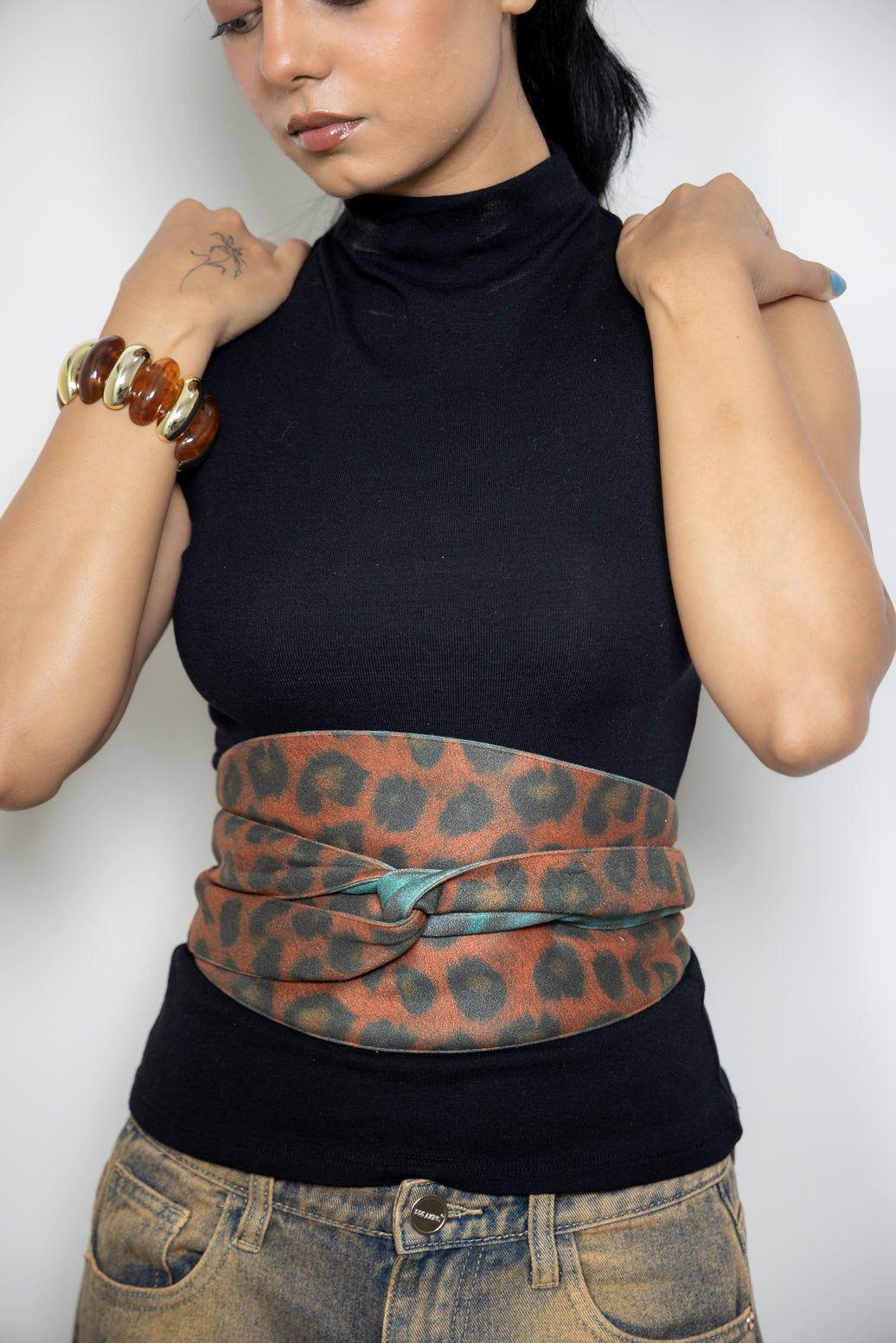 Reversible Animal-Print Obi Belt