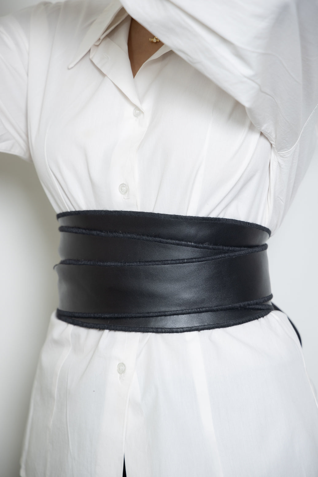 Reversible Fur Leather Obi Belt