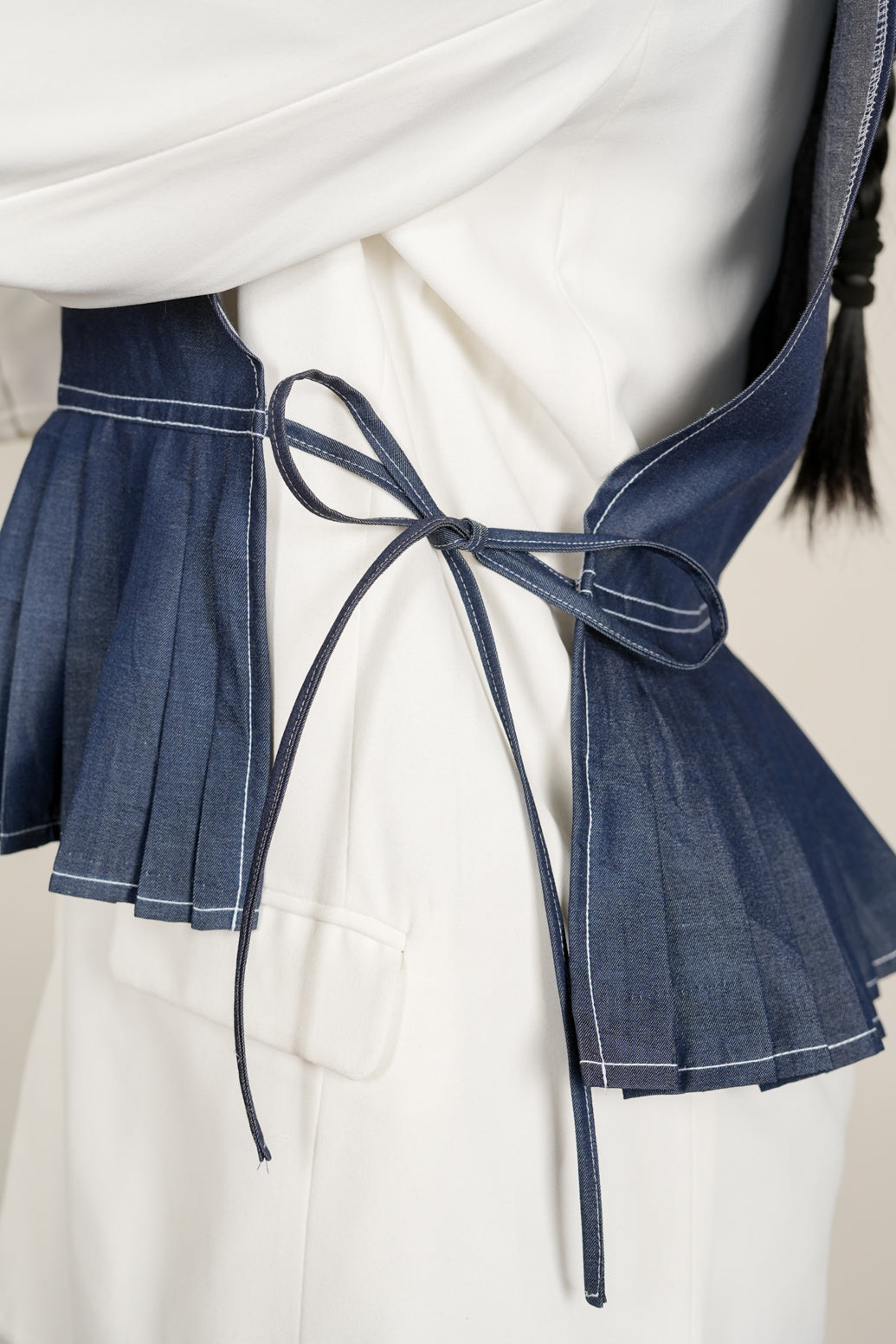 Pleated Denim Overlay