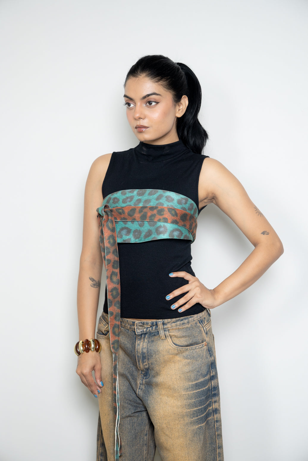 Reversible Animal-Print Obi Belt