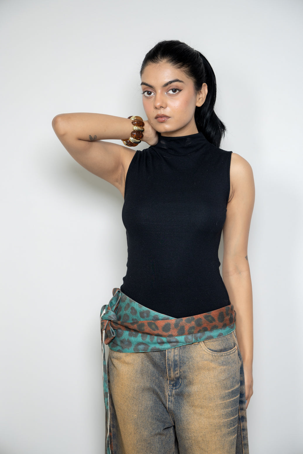 Reversible Animal-Print Obi Belt