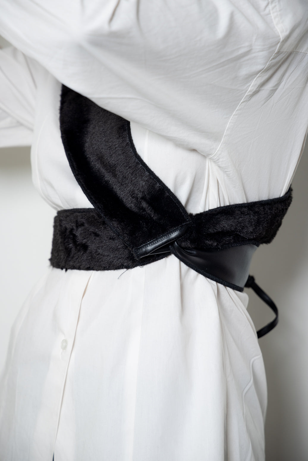 Reversible Fur Leather Obi Belt