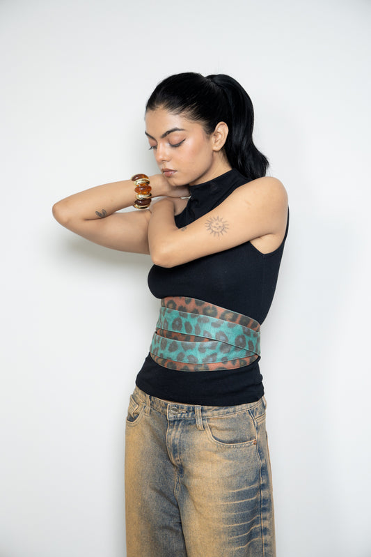 Reversible Animal-Print Obi Belt