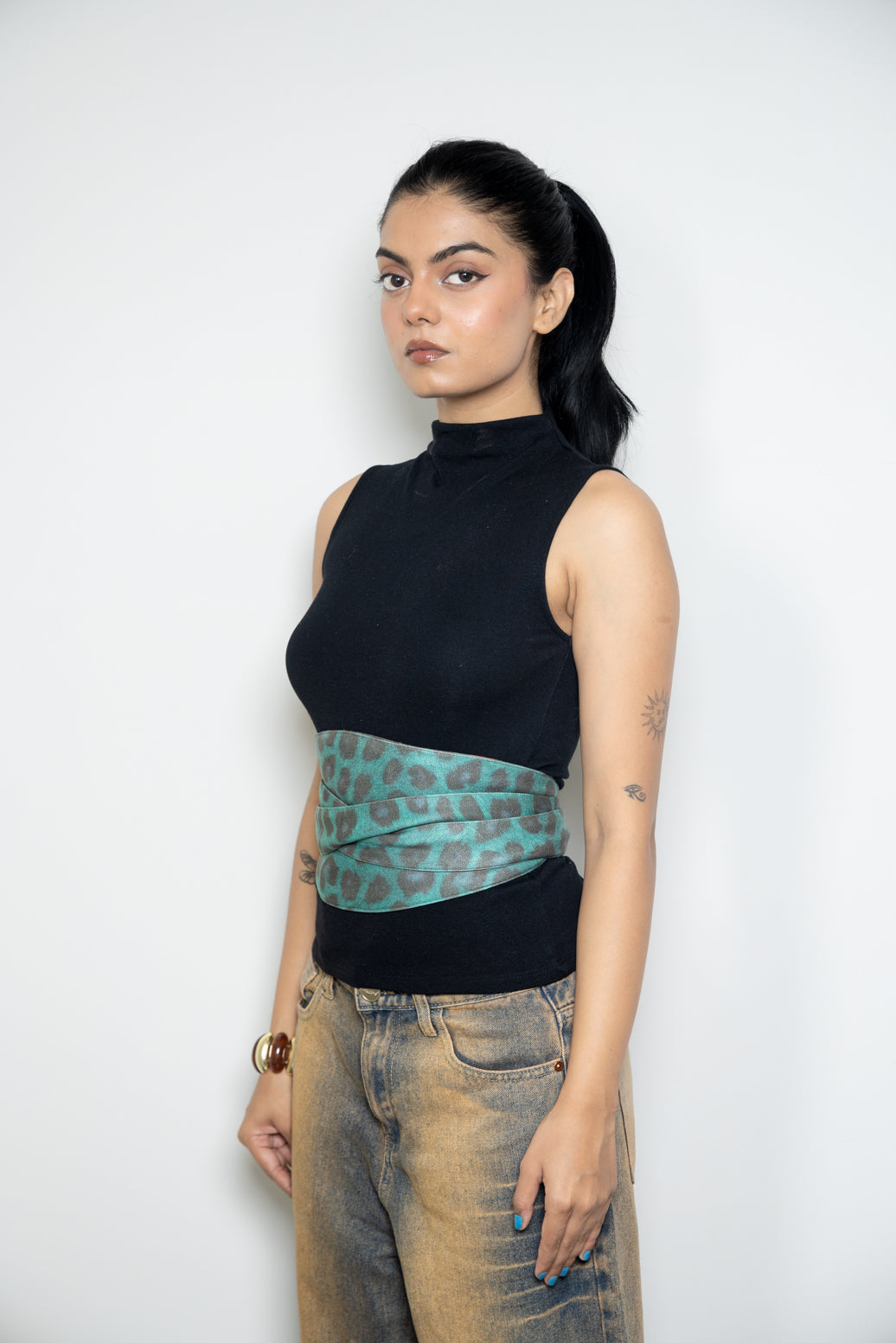 Reversible Animal-Print Obi Belt