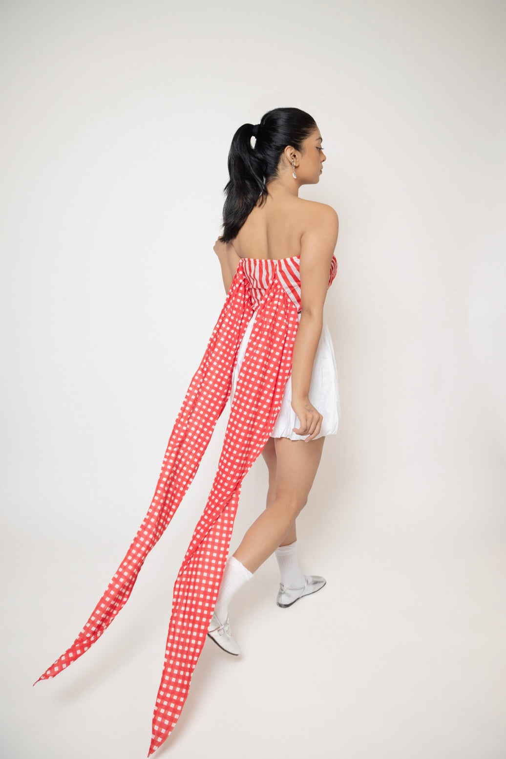 Stripe & Check Tube Wrap Top