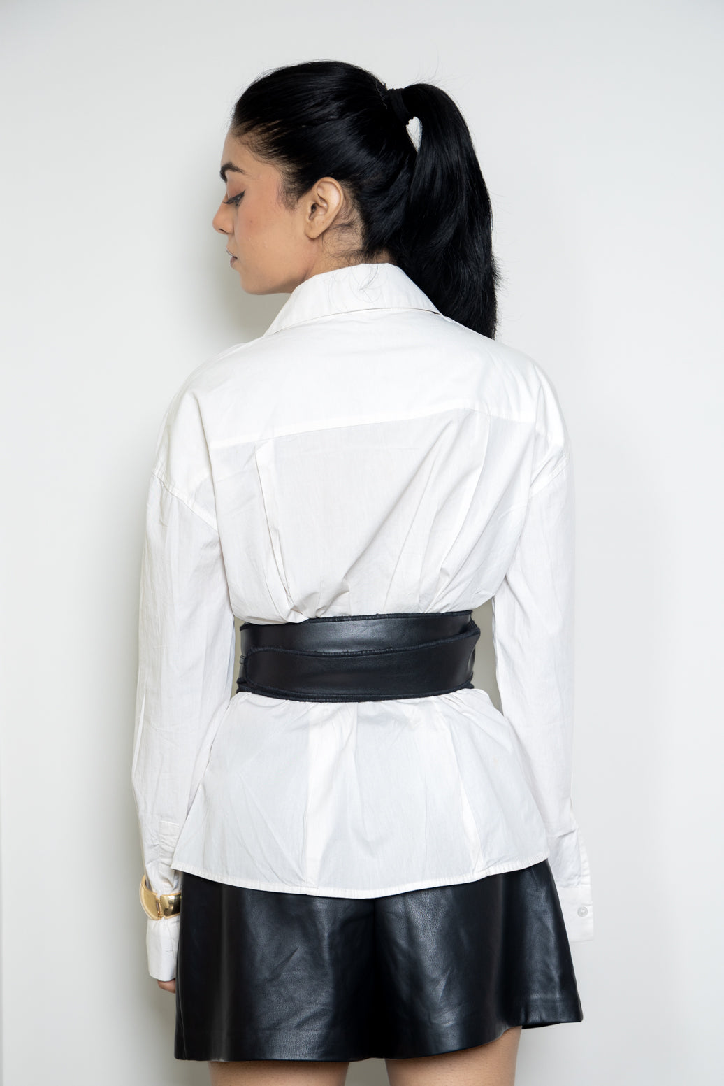 Reversible Fur Leather Obi Belt