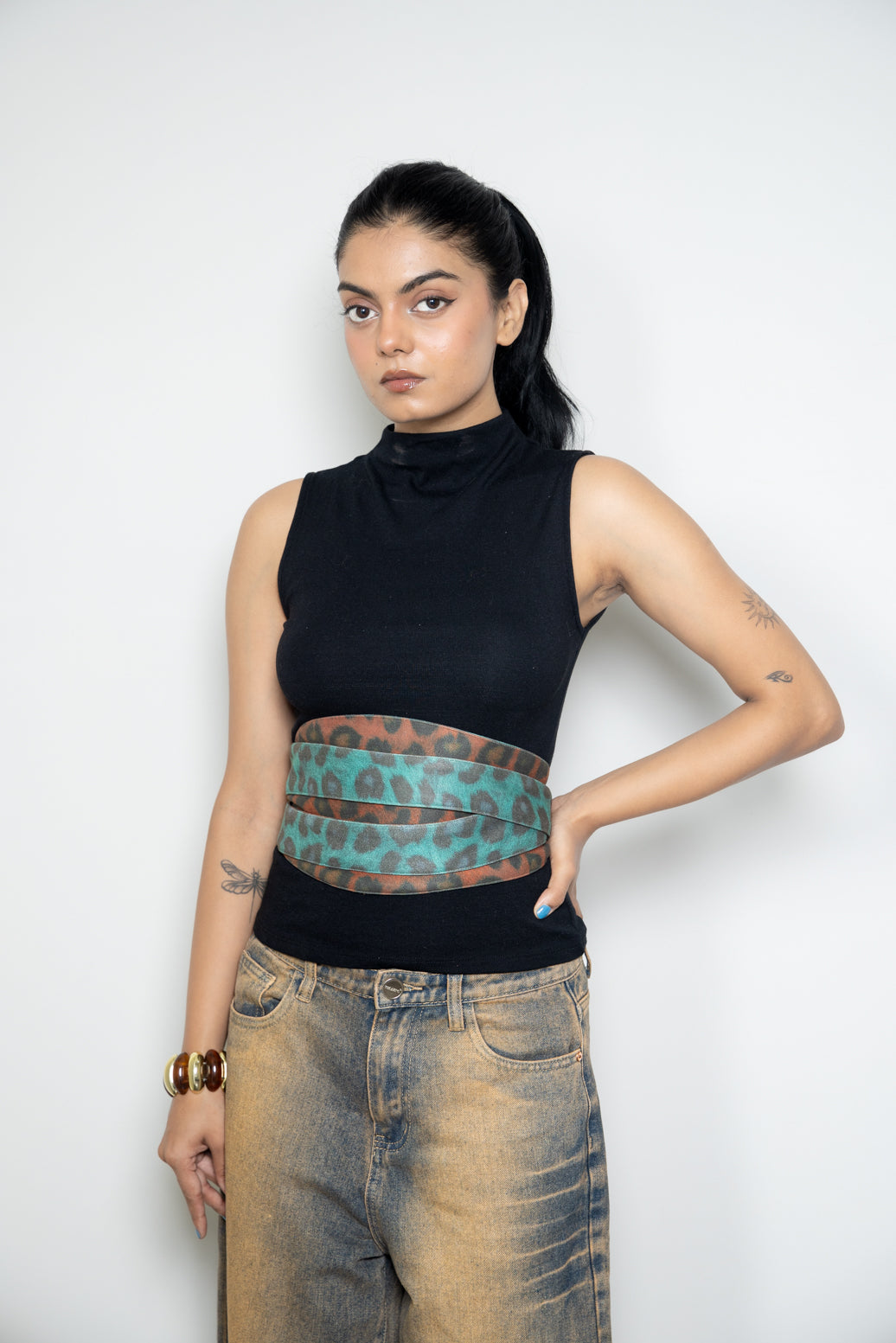 Reversible Animal-Print Obi Belt