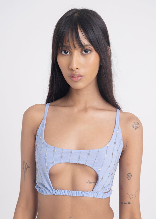 Asymmetrical Bralette ( Blue )