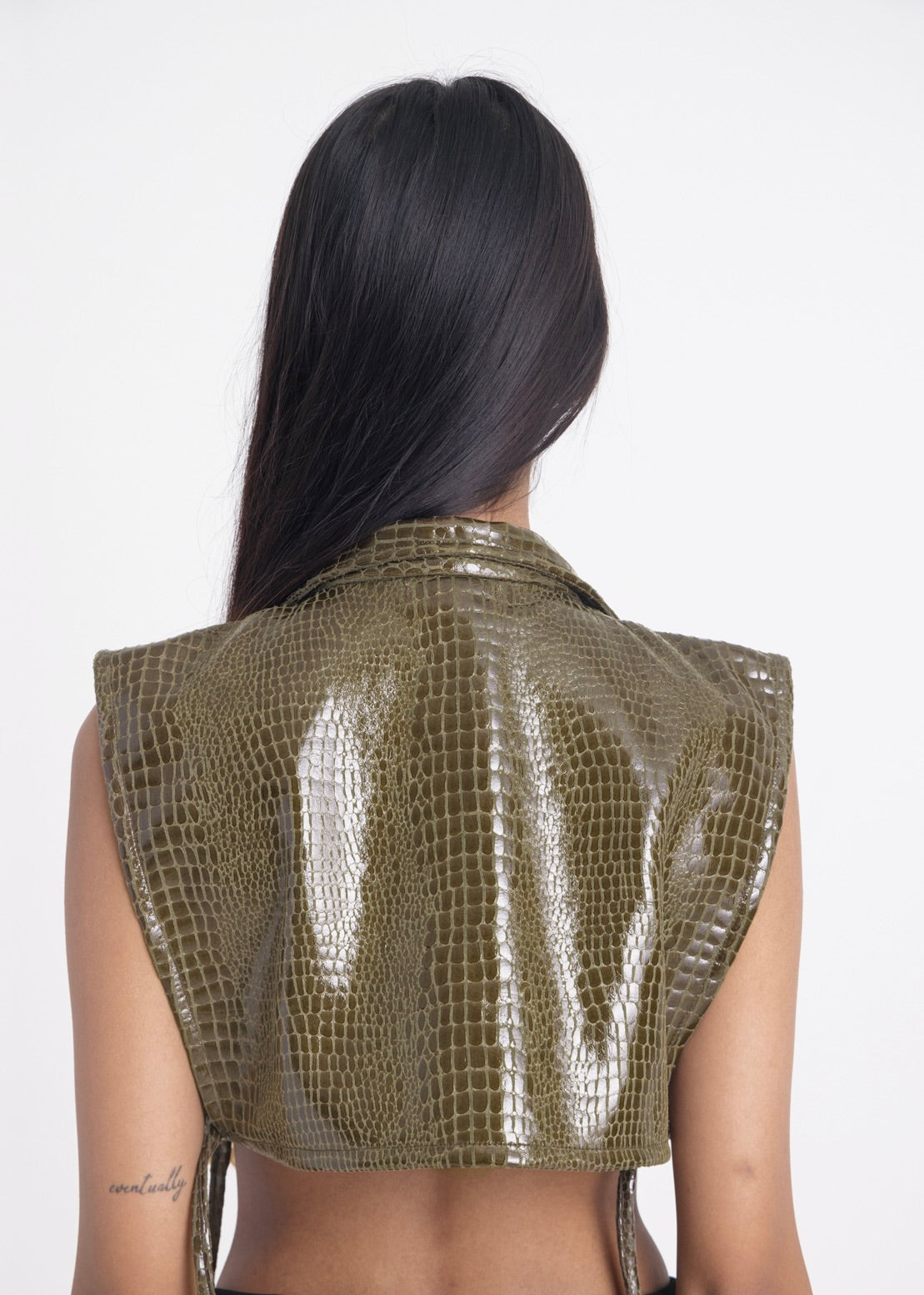 Faux Leather Overlay (Olive Green)