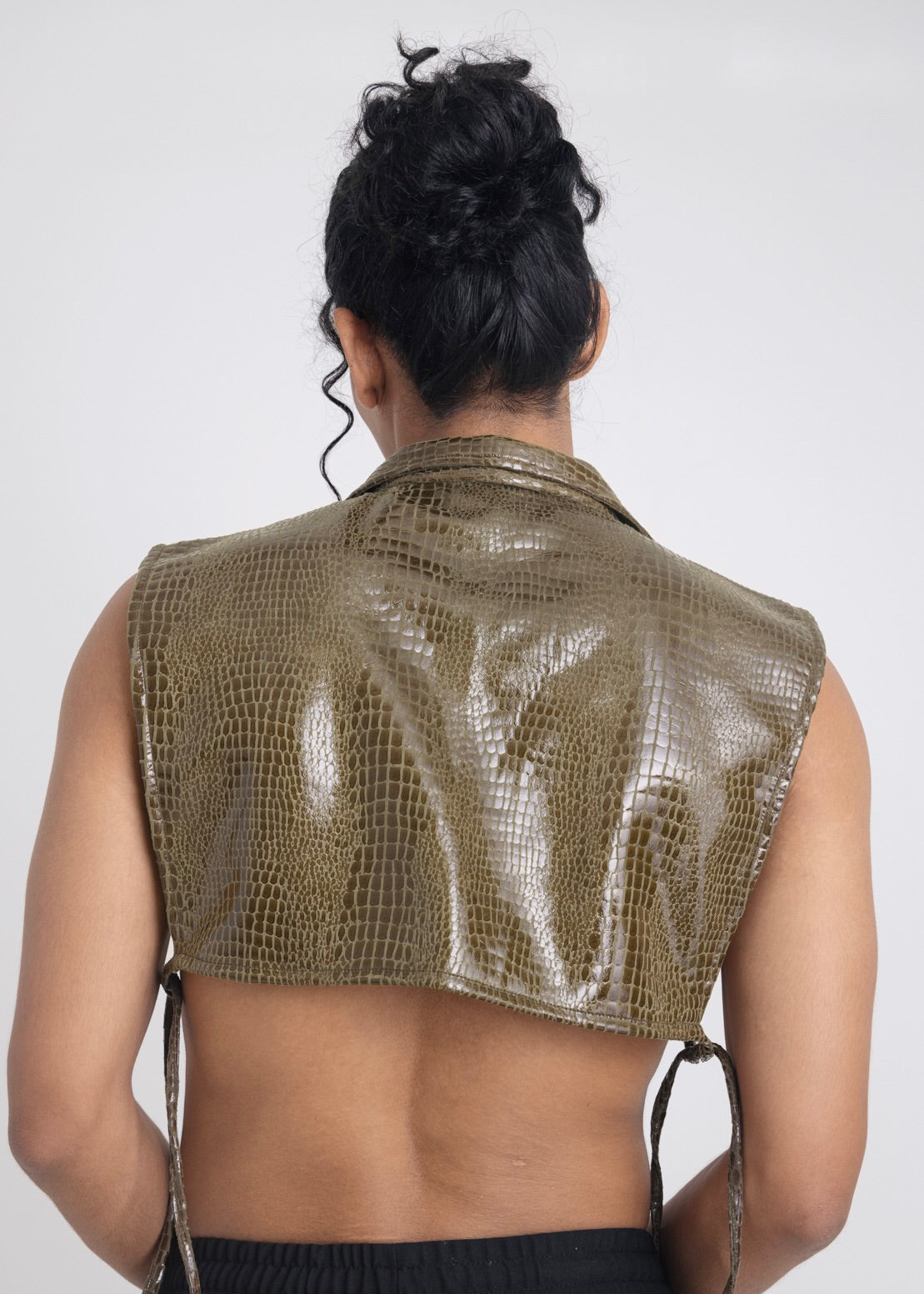 Faux Leather Overlay (Olive Green)