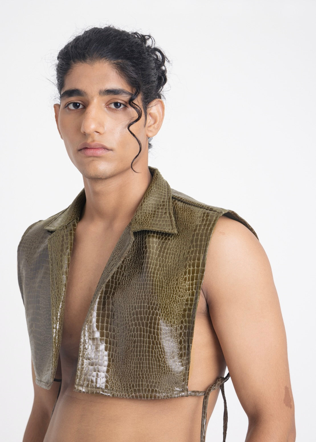 Faux Leather Overlay (Olive Green)