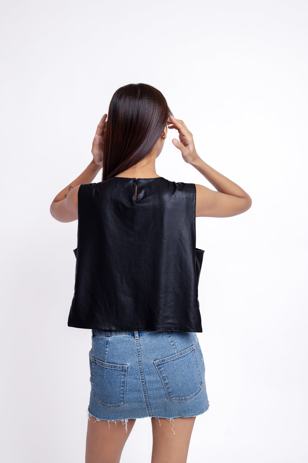 Reversible Faux Leather Top