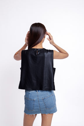 Reversible Faux Leather Top