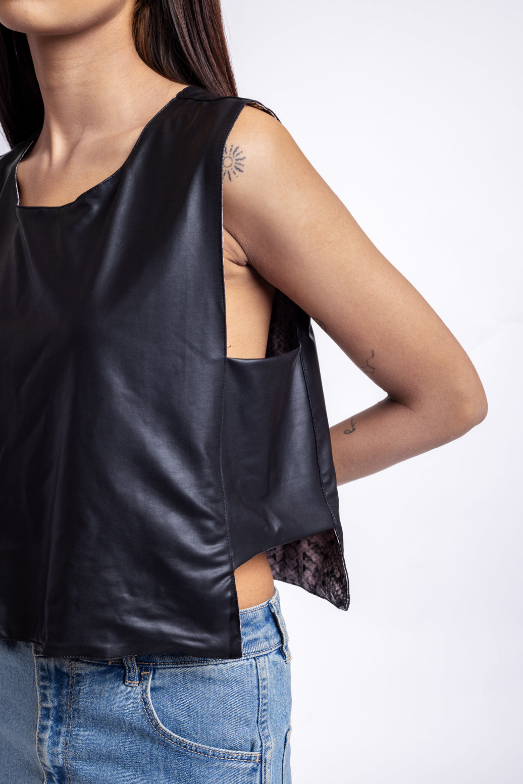 Reversible Faux Leather Top