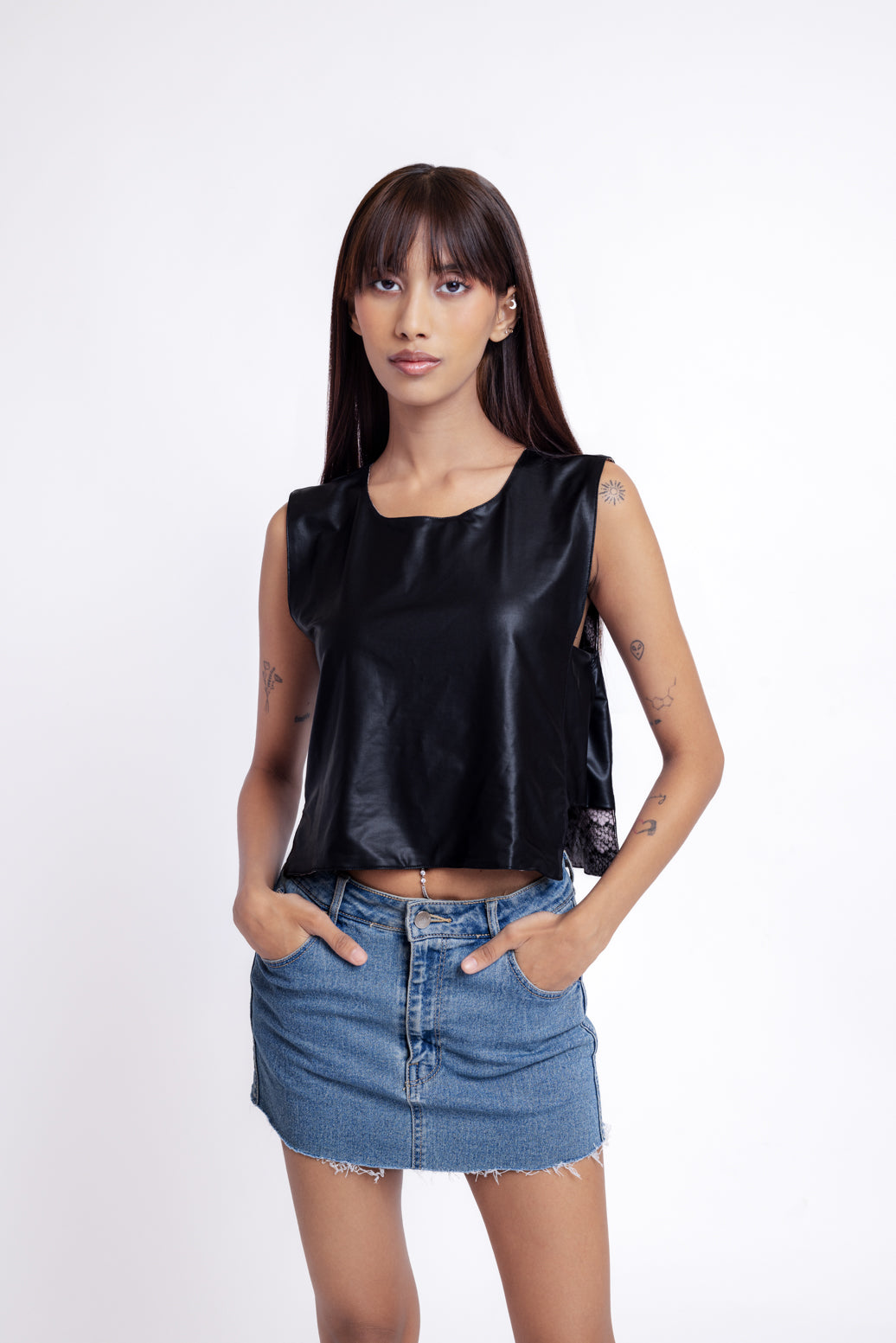 Reversible Faux Leather Top