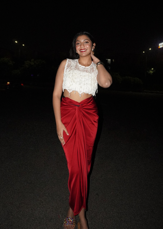 Reversible Satin Skirt: Red & Black