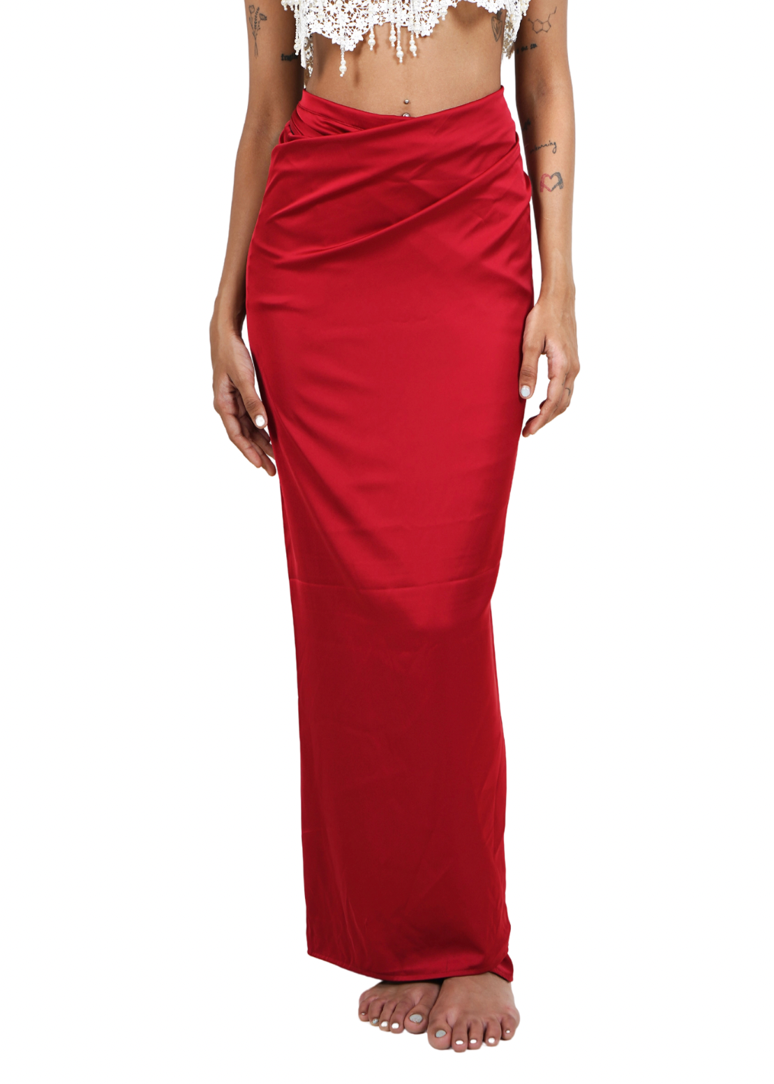 Reversible Satin Skirt: Red & Black