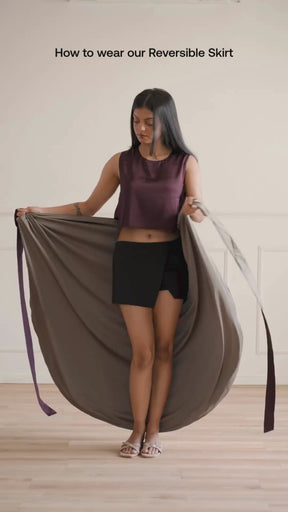 Reversible Satin Skirt: Red & Black